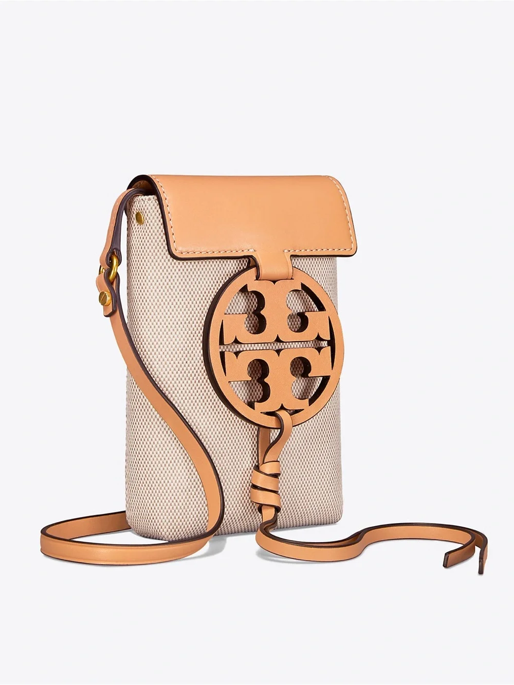 Tory Burch Two-Tone Beige and Light Pink Crossbody Phone Bag